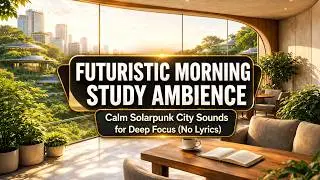 Futuristic Morning Study Ambience | Calm Solarpunk City Sounds for Deep Focus (No Lyrics)