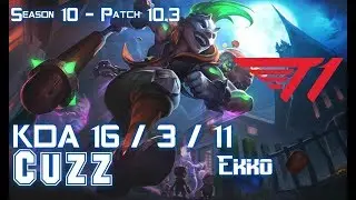 T1 Cuzz EKKO vs GRAGAS Jungle - Patch 10.3 KR Ranked