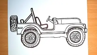 Jeep CJ Drawing for Beginners | Car Sketch Tutorial | How to Draw a Jeep