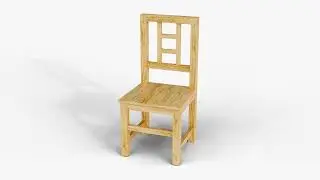 Wooden Dining Chair - Realistic Light for Interior Design Low-poly 3D model