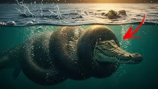 Giant Anaconda Drags Crocodile Underwater 😱 | Intense River Survival Fight 
