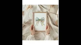 Vintage Blue Bow Illustration: Shabby Chic Wall Art (Digital Print)