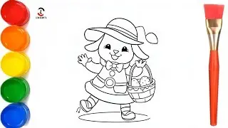How to Draw easter bunny drawing, Painting and Coloring for Kids & Toddlers | Draw, Paint and Learn