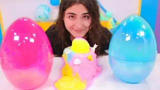 Easter Bunny egg slime challenge