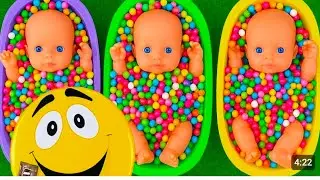 Long slide game with Elephant, gorilla buffalo hippopotamus tiger - 3d animal game , candy bath tub 
