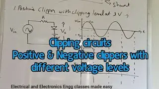 Clipping circuits - shunt clippers, Positive and Negative clippers at different voltage levels