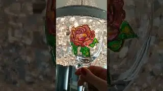 Painting Roses on Wine Glasses with Glass Paints