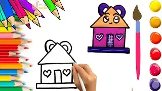 How To Draw cute House Drawing, Painting & Coloring For Kids and Toddlers_ Child Art 🐋🌈🎨