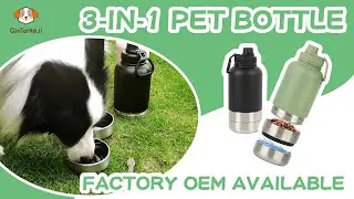 3-in-1 Outdoor Dog Water Bottle with Bowls | OEM Pet Product Manufacturer | qtkj Factory Direct