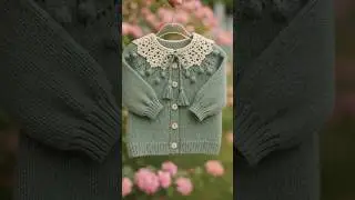 Vintage Lace Collar Baby Cardigan &ndash; Knitted Button-Front Sweater #crochet #knittig #viralshorts