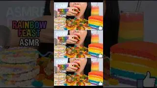 RAINBOW FEAST ASMR 🌈 Eating Sounds | 무지개 음식 먹방 리얼사운드 (Cake, Gummy, Macaron) #mukbang #eatingsounds