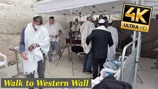 Walk to Western Wall | Bar Mitzva | Jerusalem 4k60, Surround Street Sound