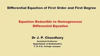 Equation Reducible to Homogeneous Differential Equation