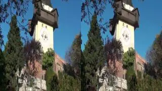Schlossberg Graz Blick &uuml;ber Grazer Altstadt 3D