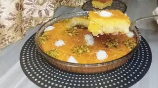 تحضير البسبوسة اللذيذة بدون بيض وبدون لبن زبادي - بسبوسة بجوز الهند - وصفة اقتصادية وسهلة!