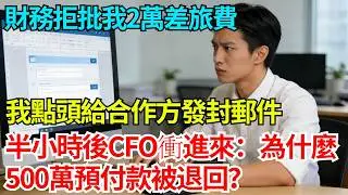 財務拒批我2萬差旅費：流程不合規！我點頭給合作方發封郵件，半小時後CFO衝進來：為什麼500萬預付款被退回？【奇人社會誌】#完結爽文#職場#職場文化#職場故事