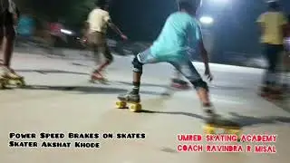 Umred Skating Academy's dynamic skater Akshat Vinod Khode performing advance level Power Speed Brake