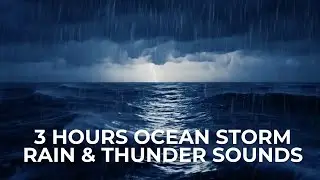 3 HOURS OCEAN RAIN STORM AT NIGHT | SEA ASMR FOR DEEP SLEEP & RELAXATION