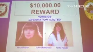 This is video of reward poster for info leading to arrest of killer of Julie Barnyock in 1993 in Lan