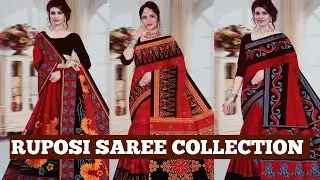 Red & Black All Over Chhapa Saree |High Cotton Print Saree | Ankit Saree By Ruposi Saree Collection