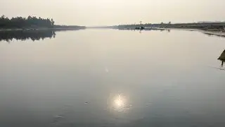 Going to Farmhouse #crossing Ravi river bay canoe￼