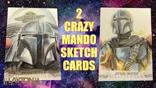 GORGEOUS MANDO & GROGU SKETCH! 2022 Topps Star Wars Masterwork Hobby 8 Box Case Break #9