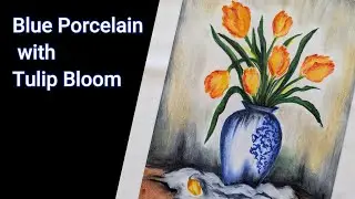 27. ❣️Blue Porcelainwith Tulip Bloom Bloom - #soft pastel #artistfingers #colors #diy