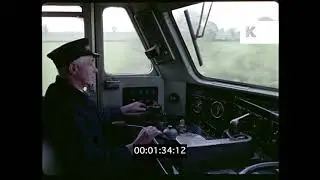 1960s UK, Train Driver in Cab, POV From Train, Countryside, 35mm