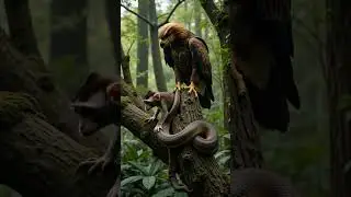 Eagle Frozen as Snake Traps Baby Monkey in Jungle Showdown! #wildlife