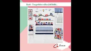 Bacati - Transportation 10-Piece Crib Bedding Set with Crib Rail Guard - Blue/Navy/Green/Red/Oran...