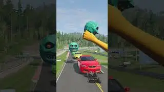 Big & Small Cars vs Giant Hand Fist - BeamNG.drive