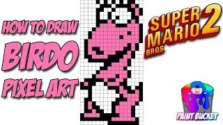 How to Draw Birdo from Super Mario Bros. 2 - Nintendo 8-Bit Pixel Art Drawing Tutorial
