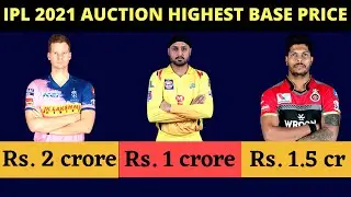 IPL 2021 Auction Highest Base Price Players List Most Expensive Players IPL 2021