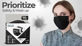 QUARANT 3 Ply Black Surgical Face Mask with Adjustable Nose Pin