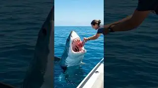 Feeding a Wild Great White Shark &ndash; Insane Close Encounter! 🦈😱🔥 #SharkFeeding #WildEncounter