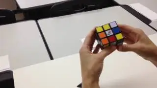 White Cross- inversion move Rubik's Cube close up
