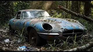 ASMR Abandoned 1969 Jaguar E-Type Found in Forest | AI Car Restoration Begins