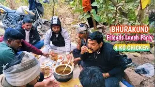 Delicious Chicken Masala Recipe Cooking & Eating in Village Style | Lunch Place in Bhurakund Forest