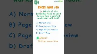 Excel Quiz Challenge # 10 | Multiple Choice Questions | Tips & Tricks | Excel Test | #excel #Shorts