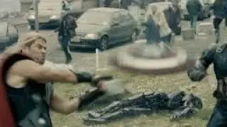 Thor and captain america team up duo,  Thor save and carries a car