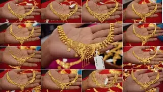 Gold light weight necklace designs with weight and price//simple gold light weight necklace designs