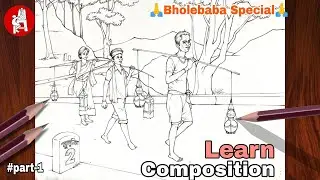 BHOLEBABA SPECIAL FIGURATIVE COMPOSITION || FULL DRAWING TUTORIAL || PART -1