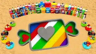 How to Make Candy Heart with Cement, Giant Coca Cola, Mtn Dew, Fanta and Mentos vs Popular Sodas