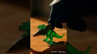 Cutting a Crystal Glass T-Rex | Ultra Satisfying ASMR in 4K Macro