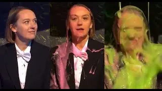 Female celeb slimed wearing cute bow tie on SMU!