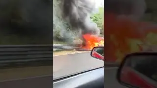 Huge car fire on the N&uuml;rburgring Nordschleife