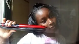 MY FIRST TIME  USING FLAT IRON TO PUT CURLS ON MY NATURAL HAIR 🥰🤭