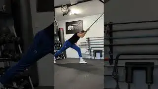 Long Split Stance Single Arm Band Lat Pulldown