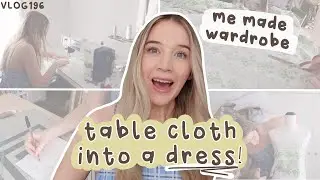 I made a table cloth into the cutest dress! self drafted trial + error, me made wardrobe VLOG196