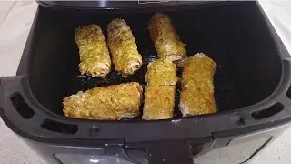 Delicious Sandwich with Bread, Chicken Ham, and Sliced Cheese in Air Fryer.